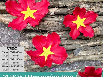 Hoa cờ Việt Nam loại đẹp [Nhẹ - 3 Size] 35-40-45cm CANHHOA-12